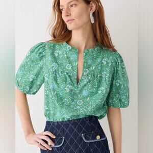 J. Crew 2023 XXS Ruffle Trim Short Sleeve Top In Marigold Blooms BP552